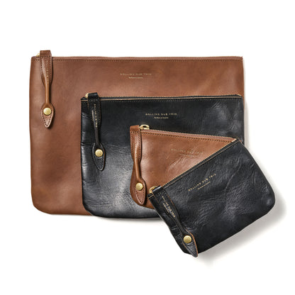 RDT-PC01-M | SQUARE ZIP & SNAP POUCH –LEATHER-