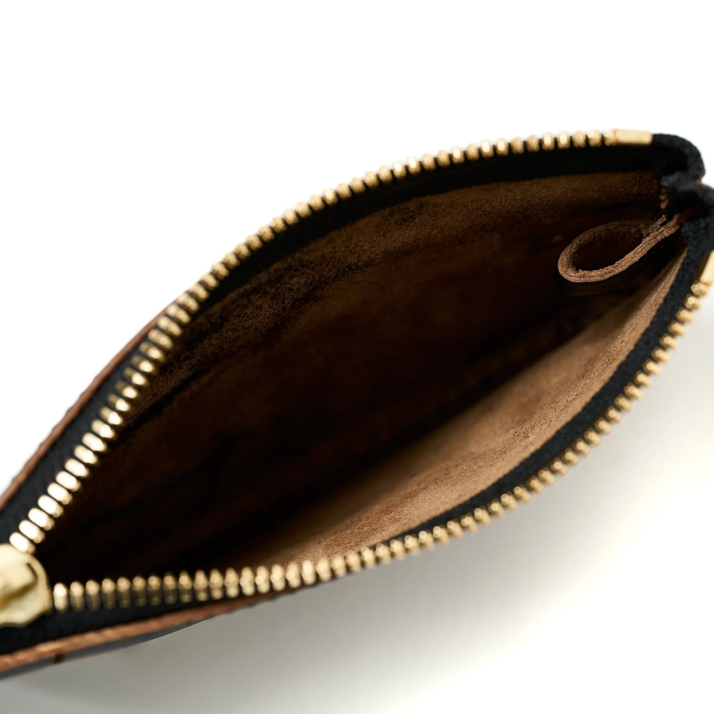 SQUARE ZIP & SNAP POUCH (S) –BLACK LEATHER