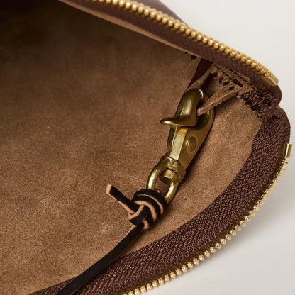 SQUARE ZIP & SNAP POUCH (M) –BLACK LEATHER