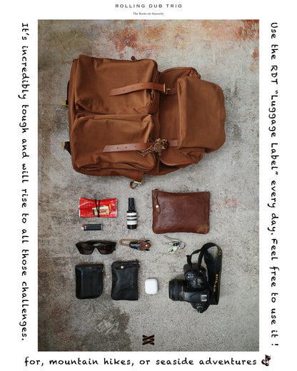 SQUARE ZIP & SNAP POUCH (S) –BROWN LEATHER