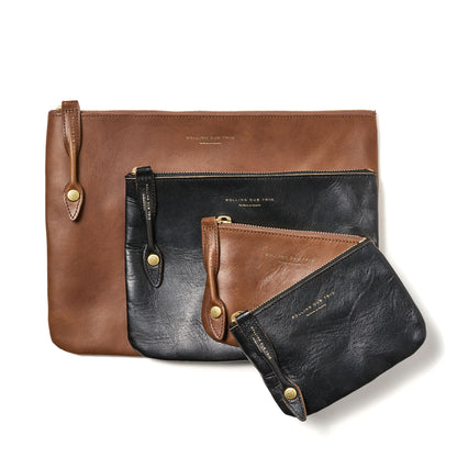 RDT-PC01-S | SQUARE ZIP & SNAP POUCH –LEATHER-